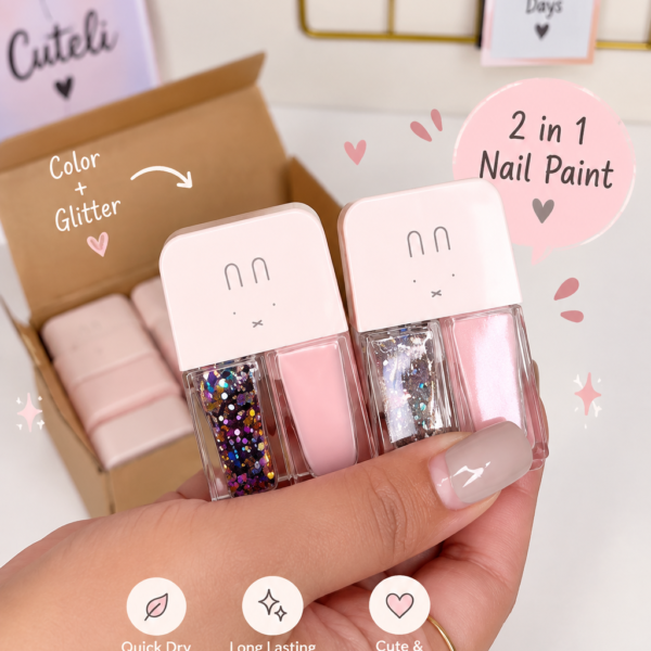 2-in-1 Pink & Glitter Nail Paint
