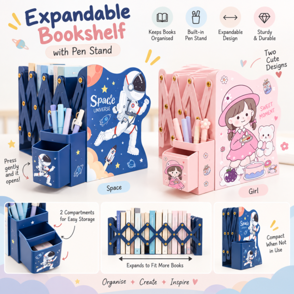 Mini Book Shelf With Pen Stand