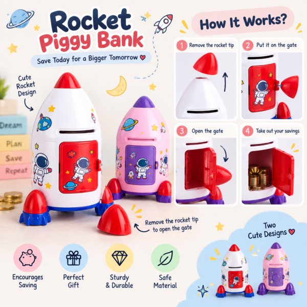 Rocket Savings Piggy Bank