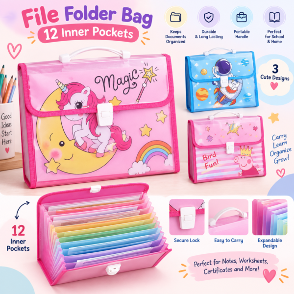 Cute Push Button File Folder Bag