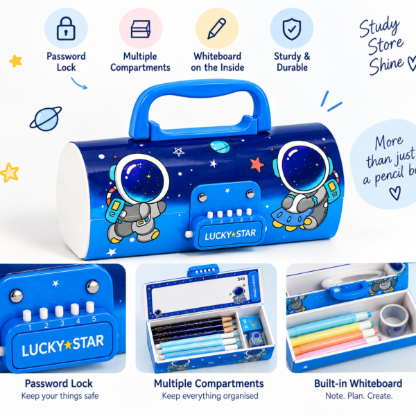 3D Lock Pencil Box With Whiteboard