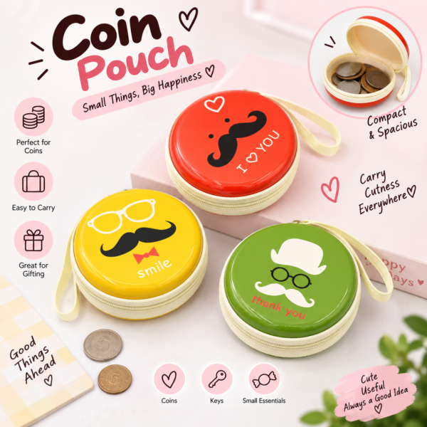Cute Round Hard Shell Coin Pouch