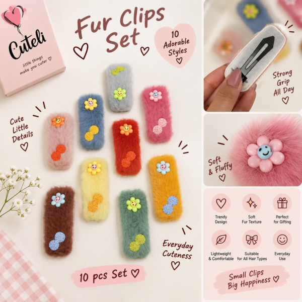 Fluffy Fur Hair Clips