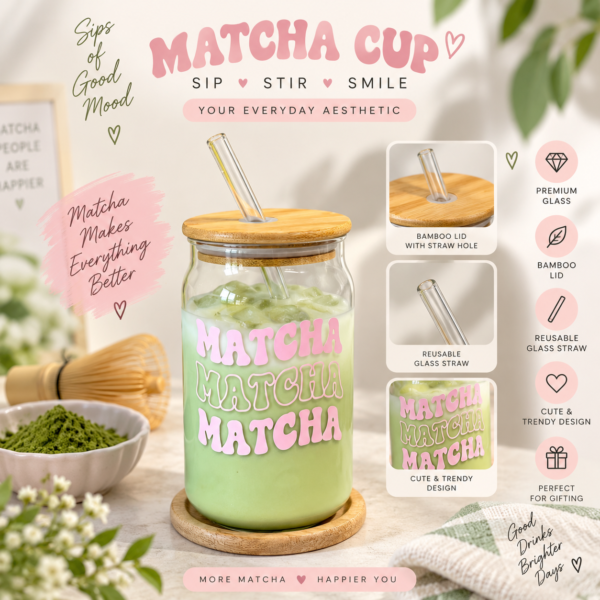 Matcha Customised Glass Tumbler
