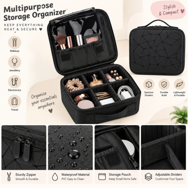 Black Makeup Vanity Organiser