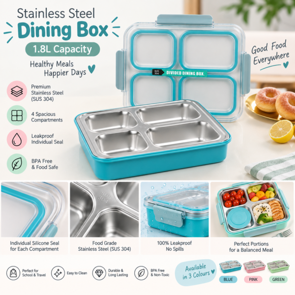 Cute 4-Compartment Dining Lunch Box